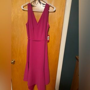 Vince Camuto Women’s Scuba Crepe V-Neck Asymmetrical Dress Size 8